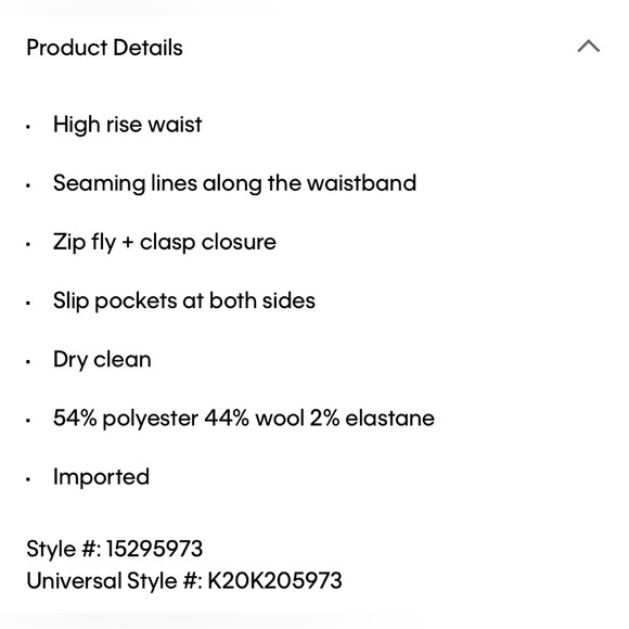 Calvin Klein Tux Satin Pants NWT; size 32; super high rise waist. - Picture 5 of 5